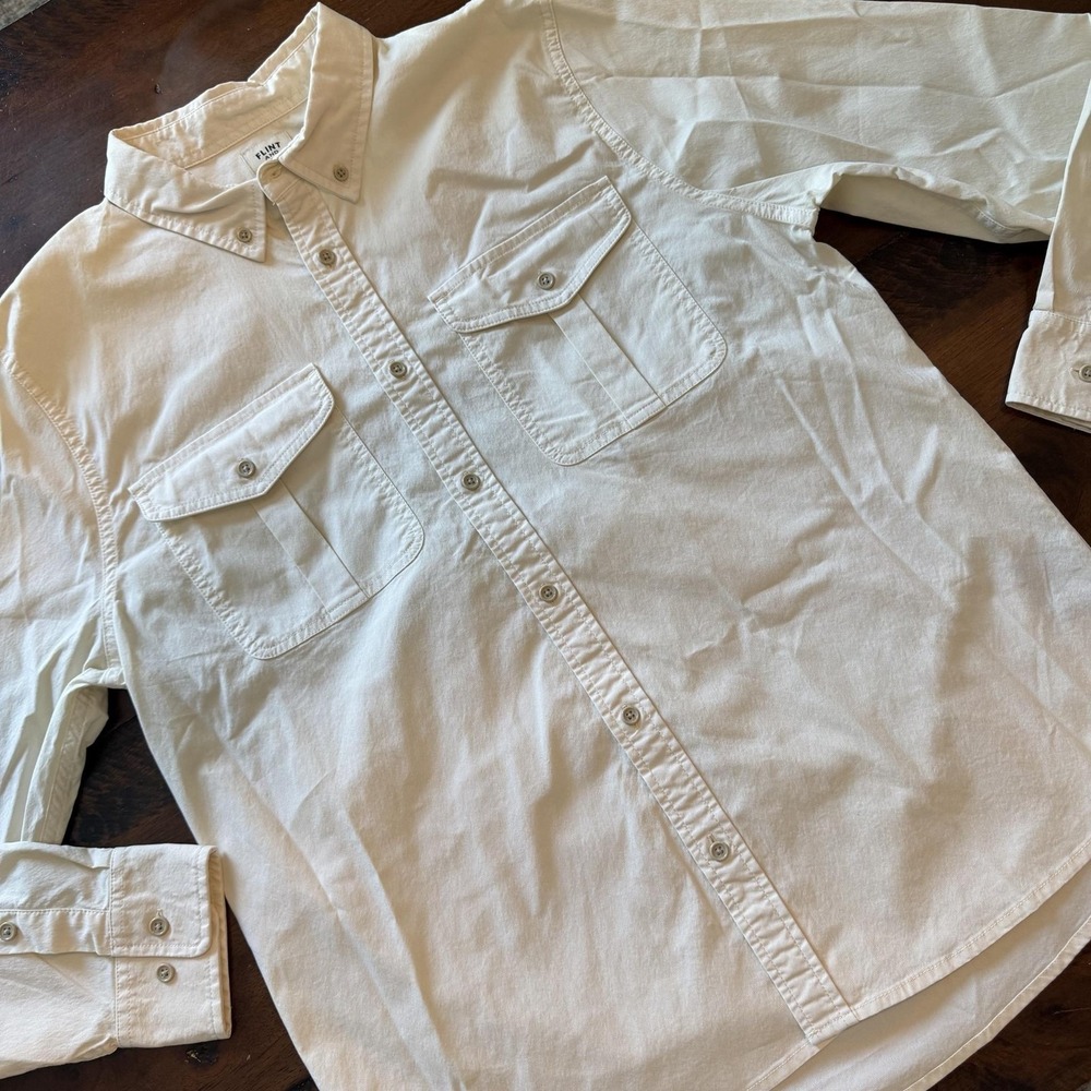 Flint And Tinder Shirt Mens XL White Long Sleeve Button Down Huckberry Stretch